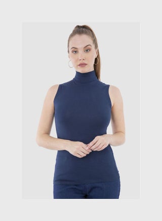 High Neck Sleeveless Top Navy - v1617723237/N46258976V_1