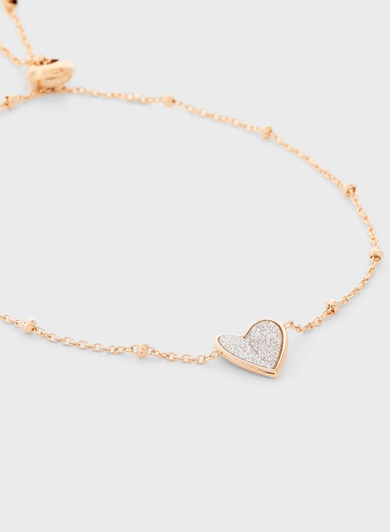 فوسيل سوار بتصميم سلسلة على شكل قلب مرفرف - Image 2