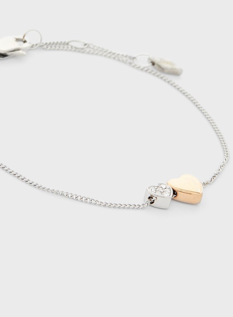 فوسيل سوار بلونين بتصميم قلب مزدوج - Image 2