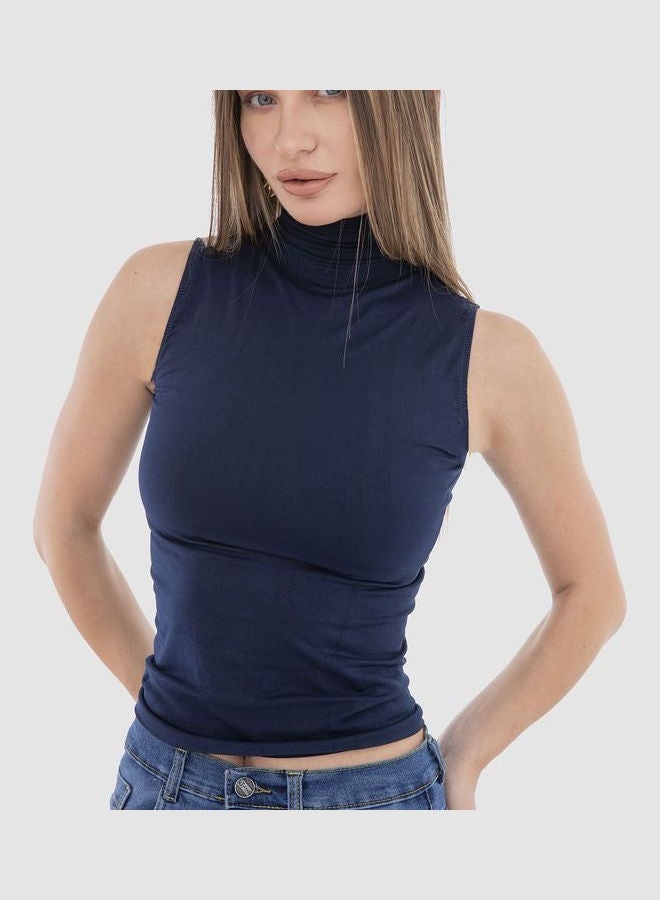 Carina Casual Plain Basic Body Wear Microfibre For Women Navy  - Image 2