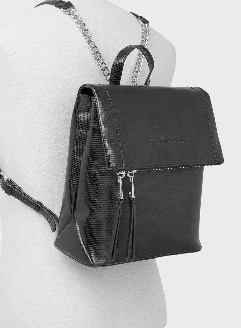 CALL IT SPRING - Zipped Backpack Black - Image 1