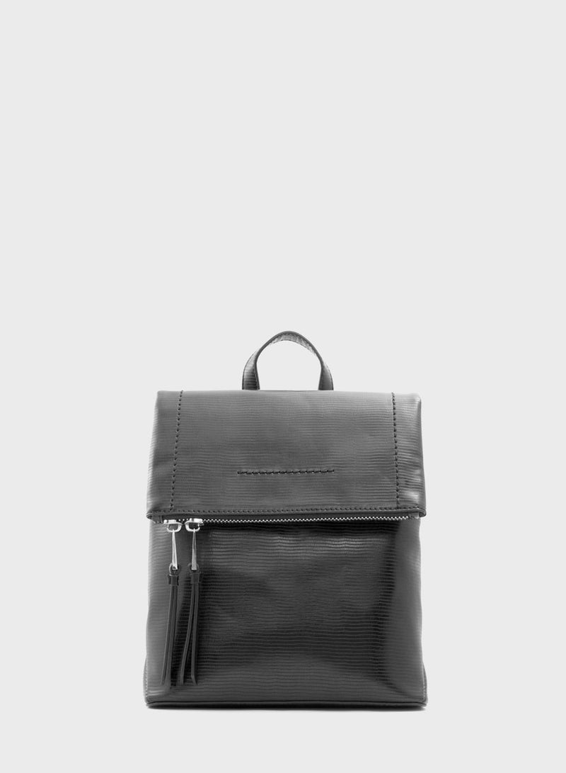 CALL IT SPRING - Zipped Backpack Black - Image 1