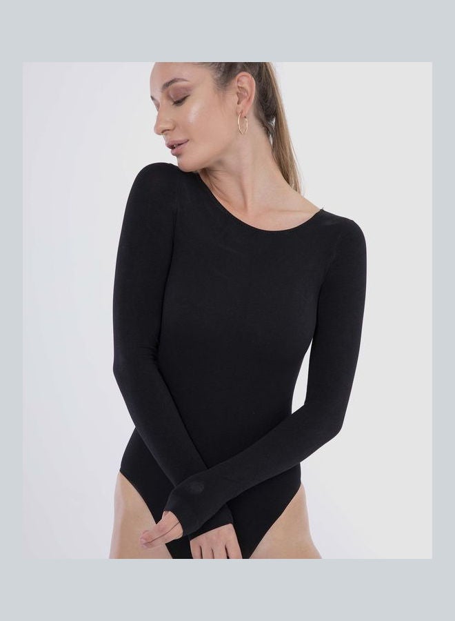 Carina Casual Plain Basic Body Wear Microfibre For Women Black  - Image 4