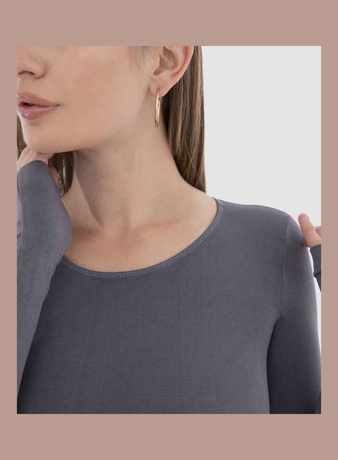 Carina Casual Plain Basic Body Wear Microfibre For Women Dark Grey  - Image 3