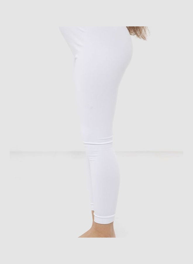 كارينا بنطال ضيق أساسي سادة بتصميم كاجوال من المايكروفايبر للبنات أبيض - Image 3