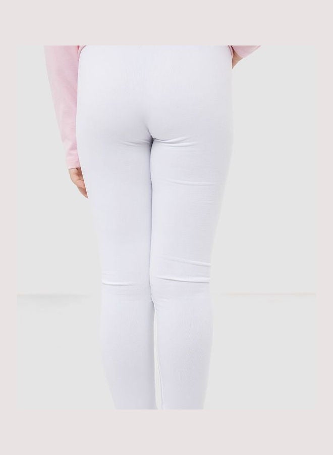 كارينا بنطال ضيق أساسي سادة بتصميم كاجوال من المايكروفايبر للبنات أبيض - Image 4