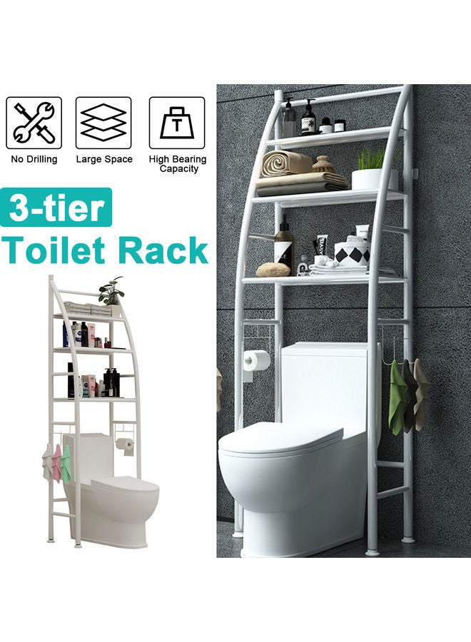 Goldedge Bathroom Shelf Organizer Decoration Toilet Rack White 68 x 25 x 166cm - Image 3