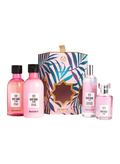 White Musk Flora Luxury Selection White Musk Flora Eau de Toilette 60 ml, White Musk Flora Shower Gel 250 ml, White Musk Flora Body Lotion 250 ml, White Musk Flora Fragrance Mist 100