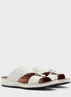 Red Tape Buckle Detail Flat Sandals White  - Image 4