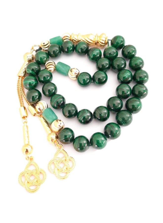 Miracle Empire Natural Malachite Stone With Genuine Authentic Colombian Emerald 18K Gold Plated Beads Bracelet  - Image 1