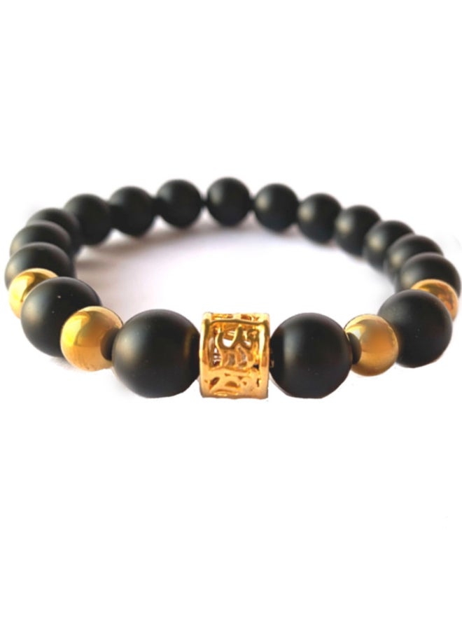 Miracle Empire Natural Matte Onyx Hemitate And 18K Gold Plated Charm Bracelet - Image 1