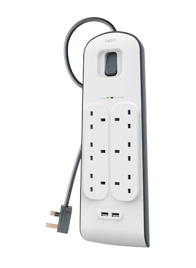 belkin SurgePlus USB Surge Protector White/Grey 2meter  - Image 1