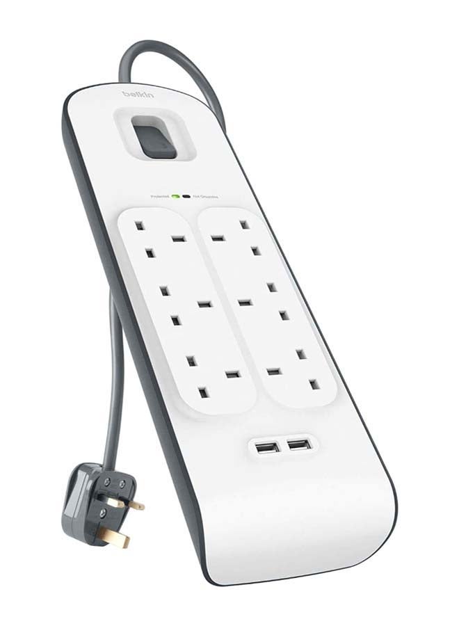 belkin SurgePlus USB Surge Protector White/Grey 2meter  - Image 2