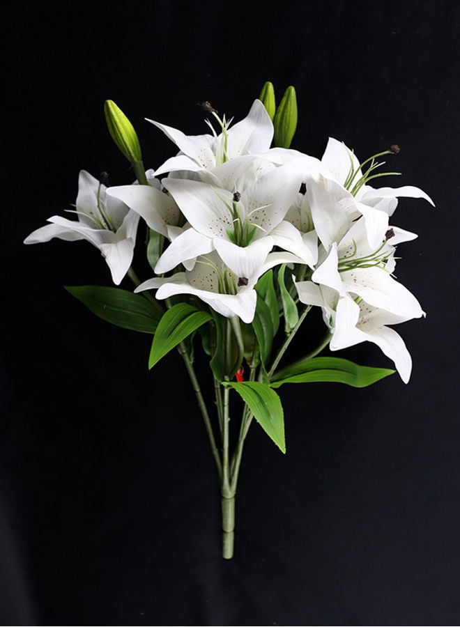 Artificial Lily Flowers Green/White