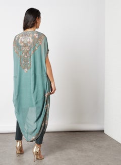 THE ARAB STUDIO Jewellery Print Longline Tunic Dark Aqua  - Image 2