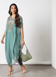 THE ARAB STUDIO Jewellery Print Longline Tunic Dark Aqua  - Image 3