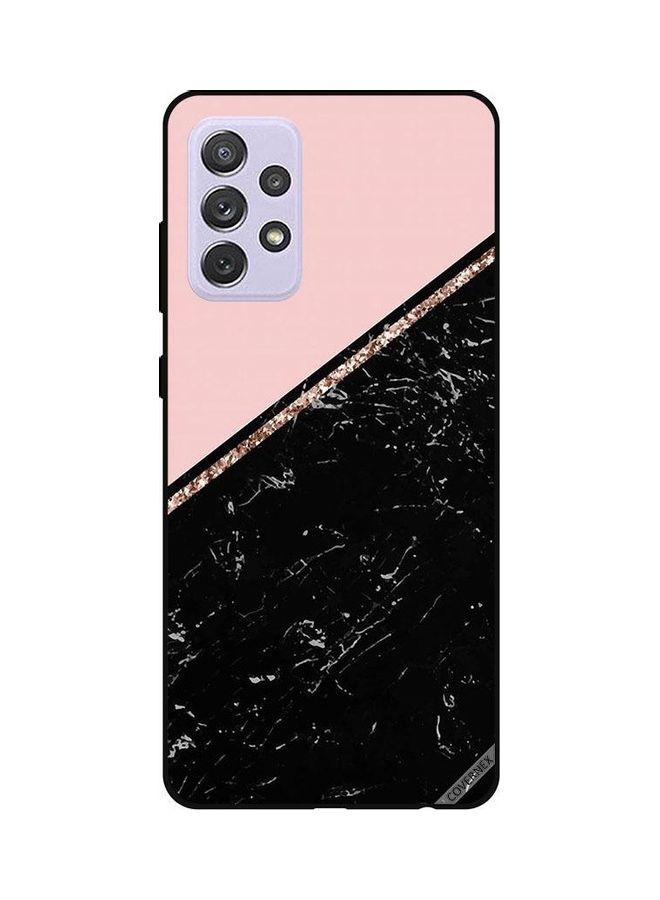 Covernex Samsung Galaxy A72 Protective Case Cover Printed Featuring Black Marble & Golden Strip DESIGN_0040 - Image 1