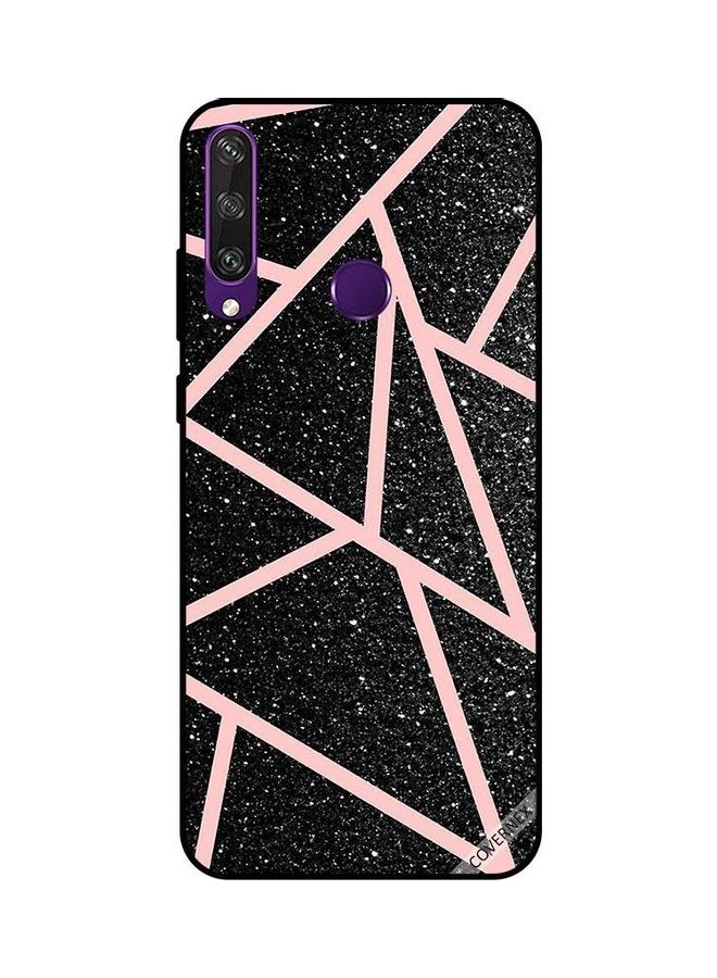 كوفرنيكس غطاء حماية بطبعة مسارات مضيئة ولامعة لهاتف هواوي Y6P أسود/وردي - Image 1