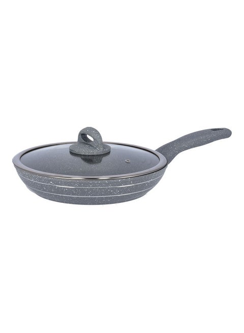 Granite Coated Frypan With Lid Grey 26x5cm