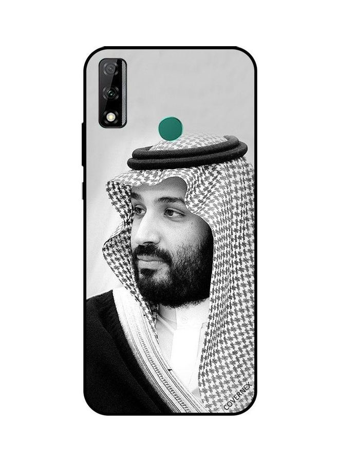 كوفرنيكس - غطاء حماية واقٍ بطبعة صورة محمد بن سلمان لهاتف هواوي Y8S أسود/ أبيض - Image 1