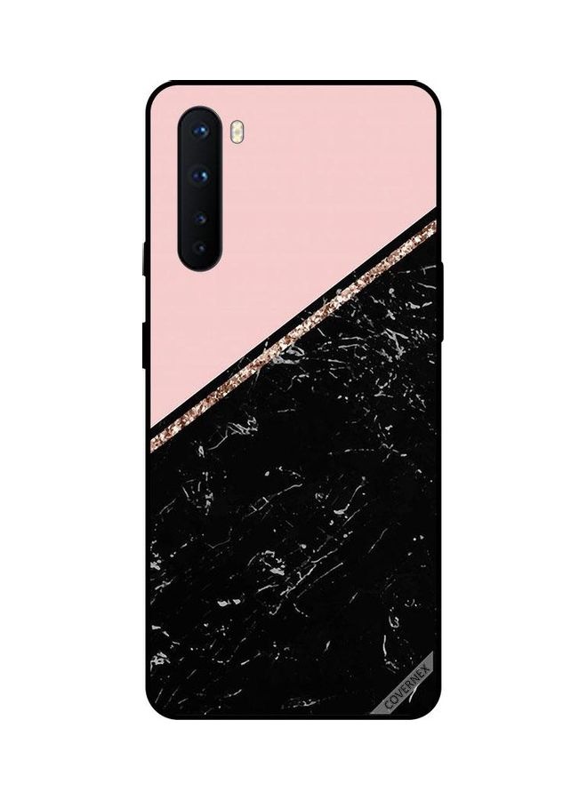 Covernex Marble And Strip Protective Case Cover For OnePlus Nord Black/Pink
