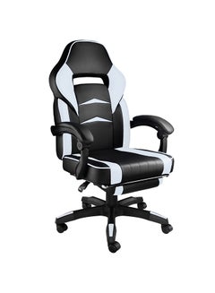 Blitzed Gaming Chair Racing Style With Retractable Footrest White/Black 135x44x53cm  - Image 1