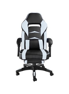 Blitzed Gaming Chair Racing Style With Retractable Footrest White/Black 135x44x53cm  - Image 2