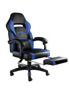 Blitzed Gaming Chair Racing Style With Retractable Footrest Blue/Black 135x44x53cm  - Image 3