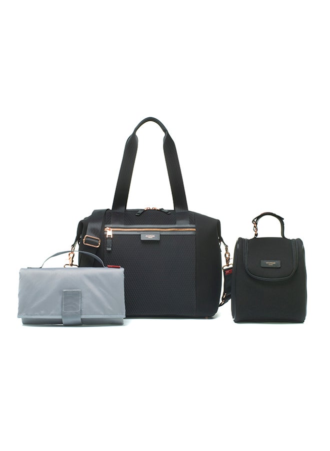 storksak - Stevie Luxe Diaper Bag - Black Scuba - Image 1
