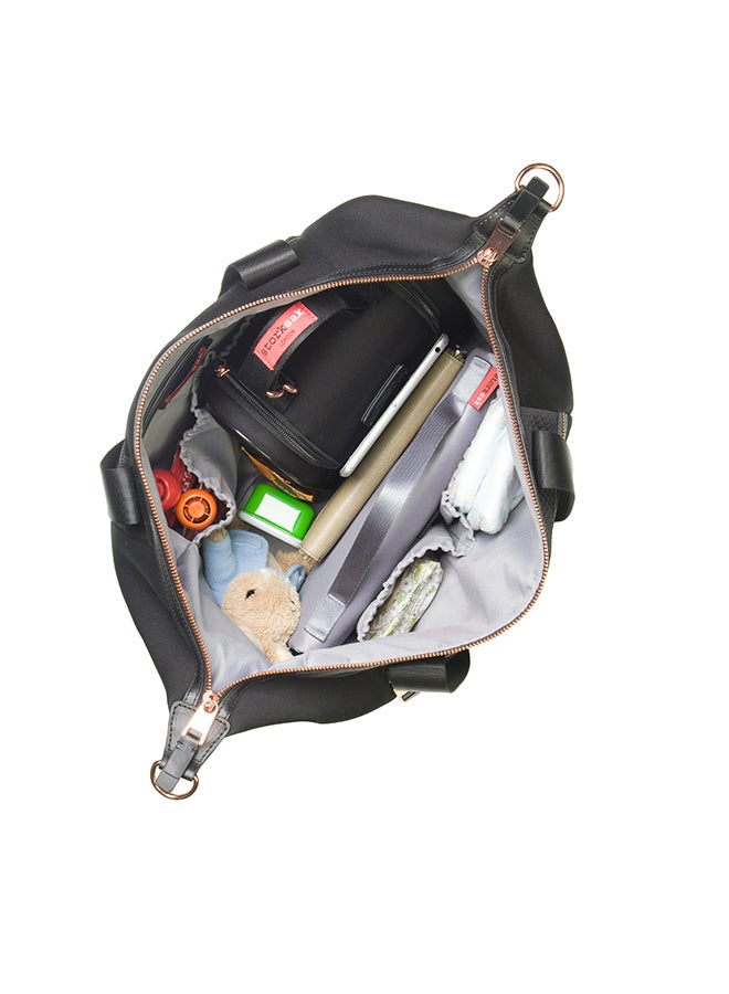 storksak - Stevie Luxe Diaper Bag - Black Scuba - Image 1