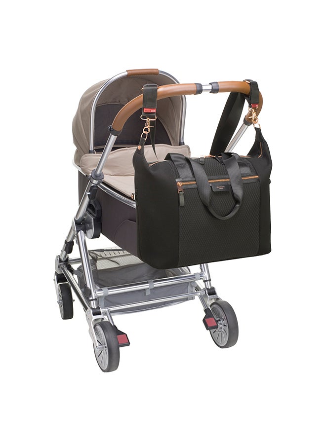 storksak - Stevie Luxe Diaper Bag - Black Scuba - Image 1