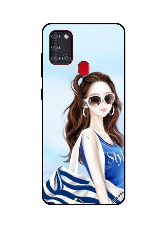 Covernex Blue Shirt Style Protective Case Cover For Samsung Galaxy A21S Multicolour