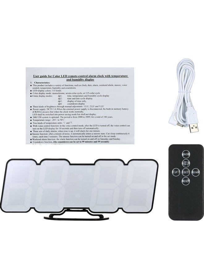 3D Wireless Remote Digital Rgb Led Alarm Clock Black/White 24.7x3x8cm - Image 1