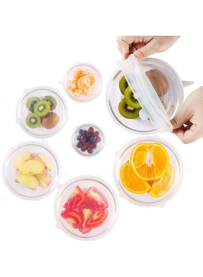 6-Piece Reusable Silicone Stretch Lids Clear Different sizescm - Image 2