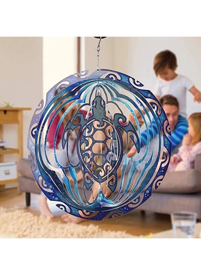 جرس رياح دوار بتصميم ثلاثي الأبعاد على شكل سلحفاة بحرية أزرق - Image 5