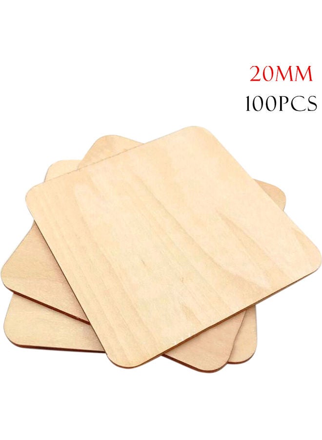 100-Piece Square Rounded Corners Wooden Chips Brown  - Image 1