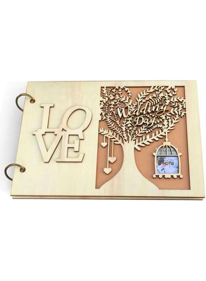 20-Pages Wooden Wedding Guest Book Brown 28.5x1.8x20.5cm  - Image 1