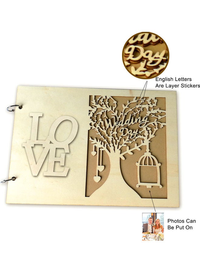20-Pages Wooden Wedding Guest Book Brown 28.5x1.8x20.5cm  - Image 2