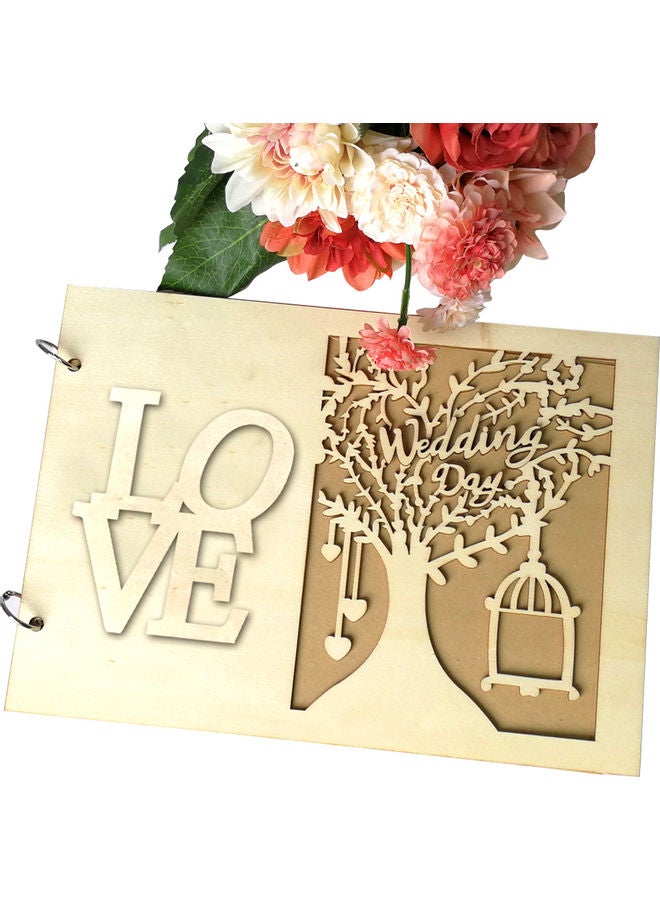 20-Pages Wooden Wedding Guest Book Brown 28.5x1.8x20.5cm  - Image 3