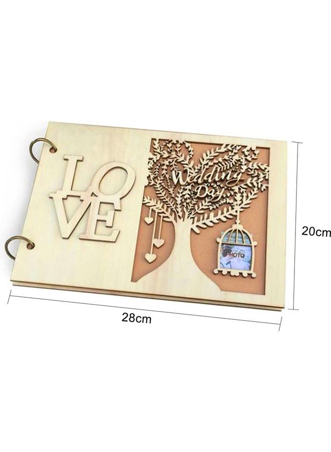 20-Pages Wooden Wedding Guest Book Brown 28.5x1.8x20.5cm  - Image 4