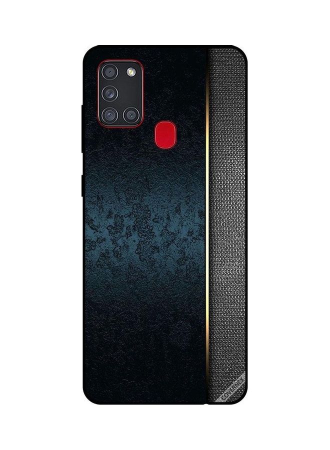 Covernex Leather Pattern Protective Case Cover For Samsung Galaxy A21S Green/Silver