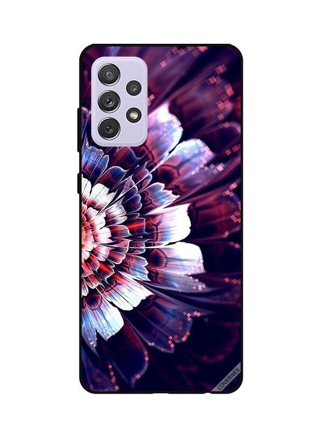 Covernex Reflected Big Flower On Left Side Protective Case Cover For Samsung Galaxy A52 Multicolour