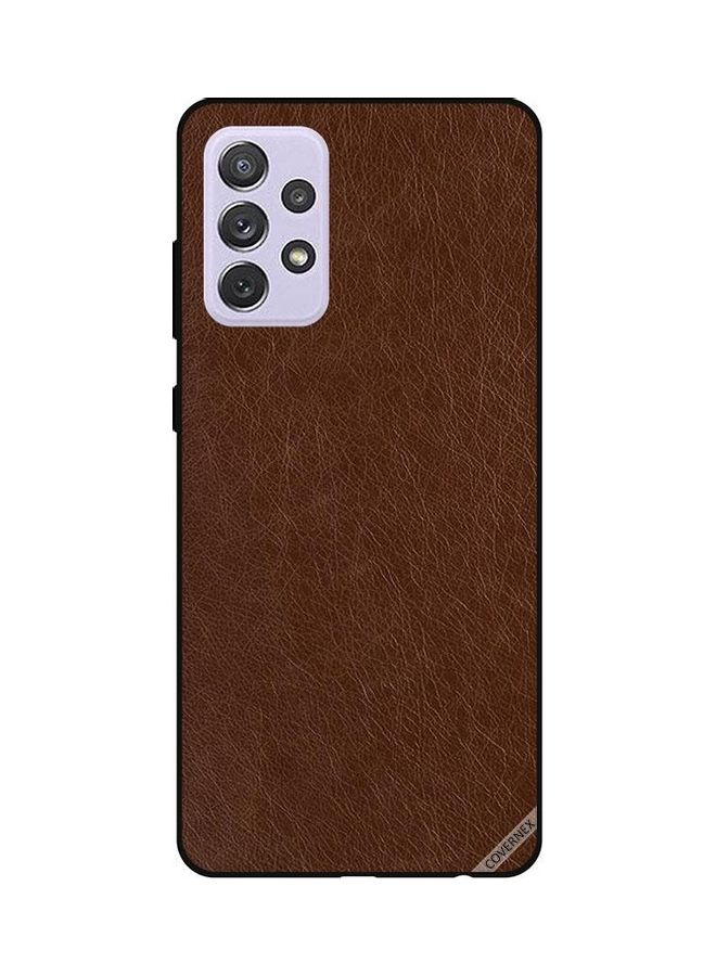 Covernex Samsung Galaxy A72 Protective Case Cover Printed Featuring Dark Brown Leather Pattern DESIGN_0077 - Image 1