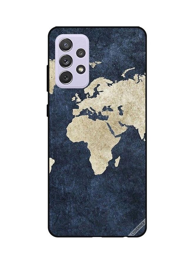 كوفرنيكس غطاء حماية واقٍ بطبعة خريطة مرسومة على قماش جينز لهاتف سامسونج جالاكسي A52 متعدد الألوان - Image 1