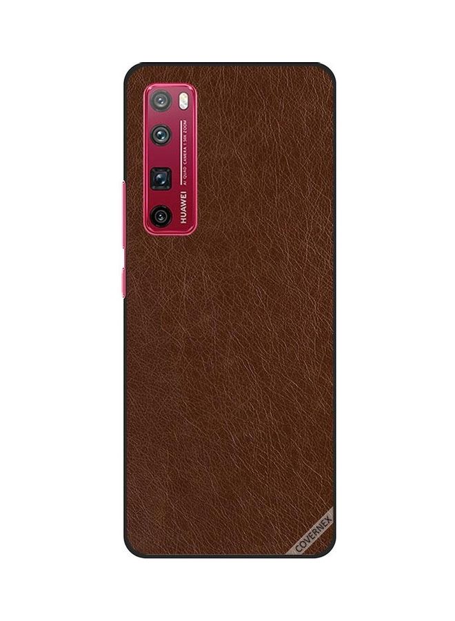 Covernex Leather Pattern Protective Case Cover For Huawei Nova 7 Pro Dark Brown