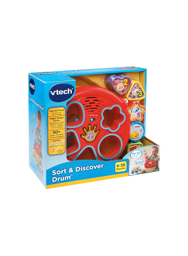 vtech Sort and Discover Drum 6-36 Months - VT80-185129 11.7x19x19cm - Image 3