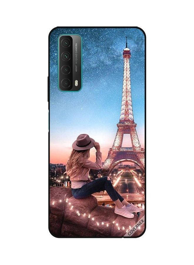 Covernex Huawei Y7A Protective Case Cover Printed Featuring Brown Hat Girl & Effiel Tower DESIGN_0051 - Image 1