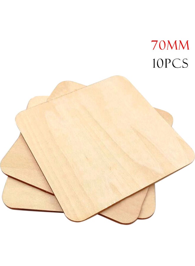 10-Piece Square Rounded Corners Protection Wooden Interlayer Wood Chip Brown 70mm  - Image 1