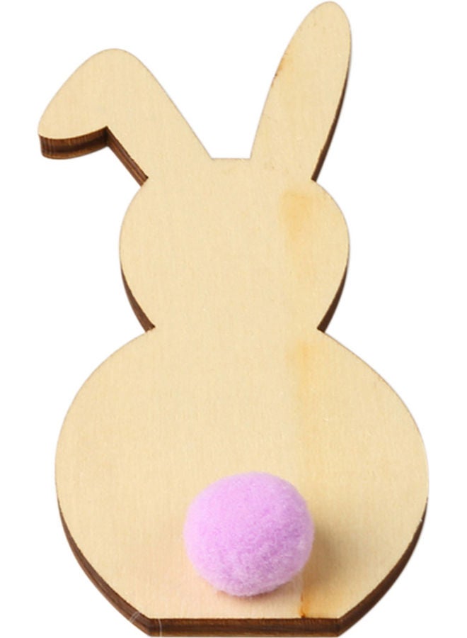 Rabbit Natural Wooden Cutout Brown/Purple 13.2x1.8x6.2cm  - Image 1
