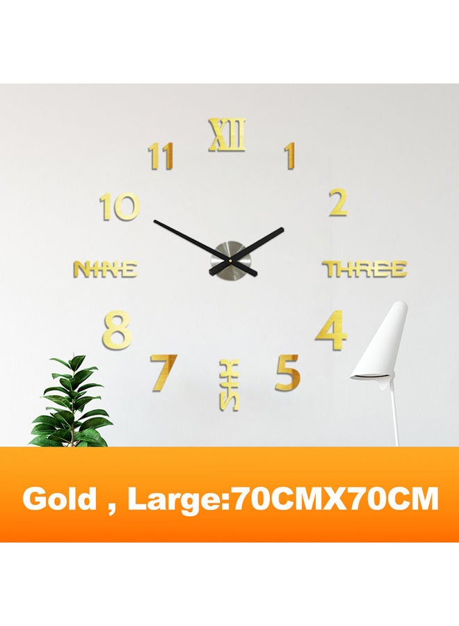 ساعة حائط يمكنك تركيبها بنفسك مع ملصقات عاكسة ثلاثية الأبعاد ذهبي 32x5x10سم - Image 1